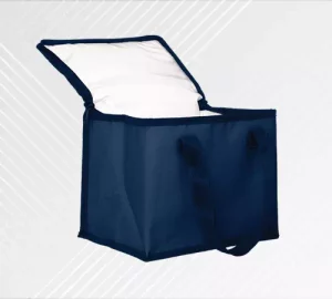 Sac isotherme couture bleu - Sac personnalisé sérigraphie - Grossiste en emballages alimentaires et papiers personnalisés - Packel Emballages